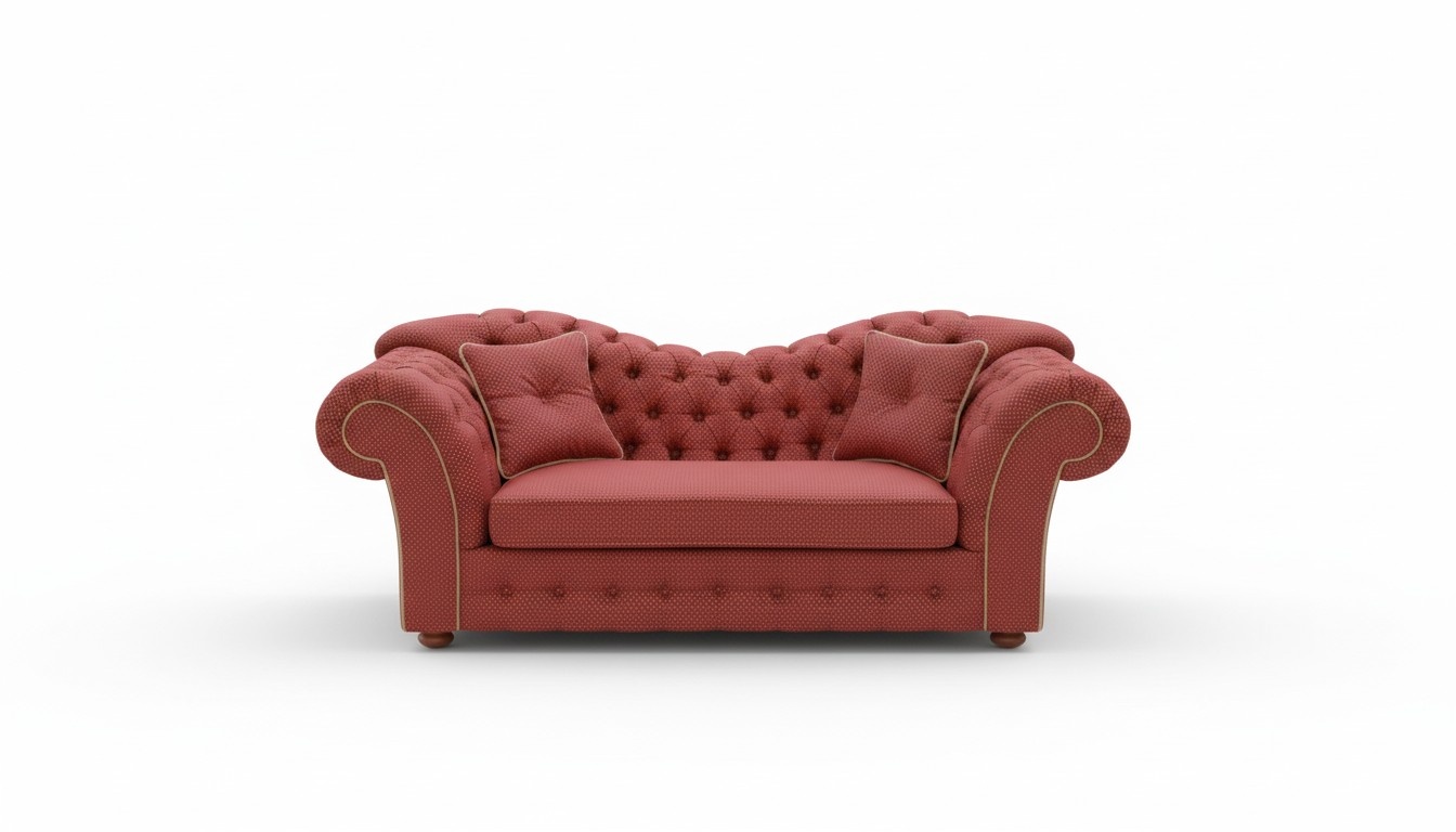 Dreisitzer Design Couch Polster Sitz Sofas Textil Sofa 3 Sitzer Rot Chesterfield