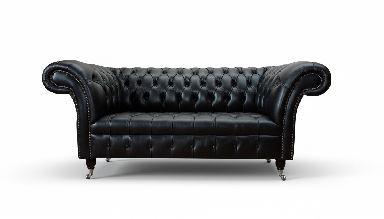 Dreisitzer Luxus Sofa 3 Sitzer Sofas Sitzer Leder Schwarz Chesterfield