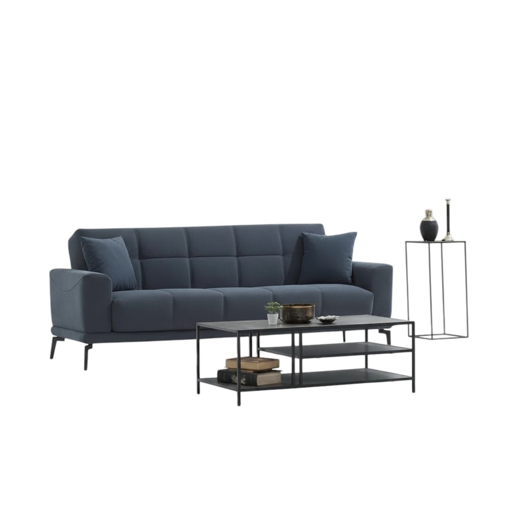 Dreisitzer Polstersofa Couch 3 Sitzer Stoffsofa Grau Sofa Wohnzimmer