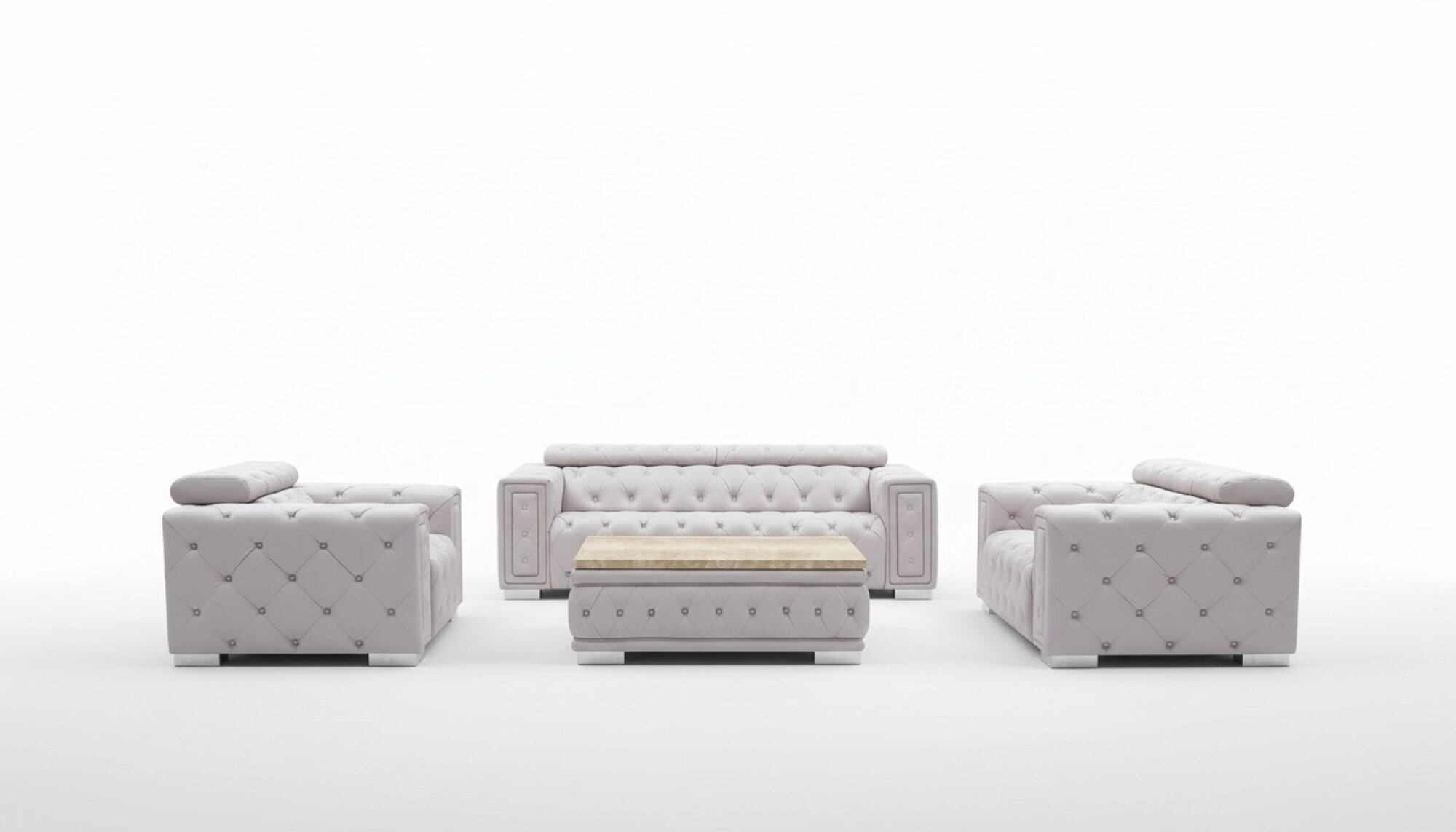 Dreisitzer Set 3+3 Sofagarnitur Design Chesterfield Couch Leder Garnituren Neu