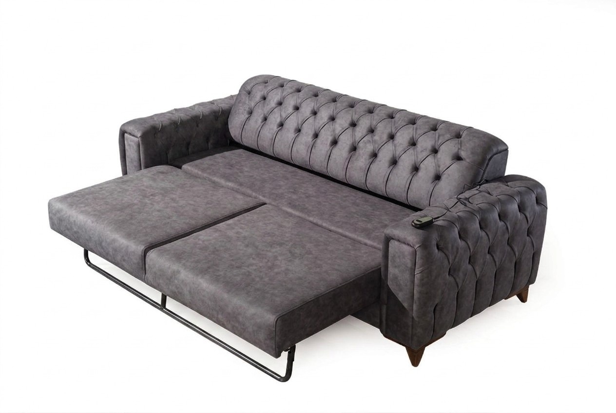 Dreisitzer Sofa 3 Sitzer Sofas Sessel Stoff Couch Möbel Textil Farbe Grau