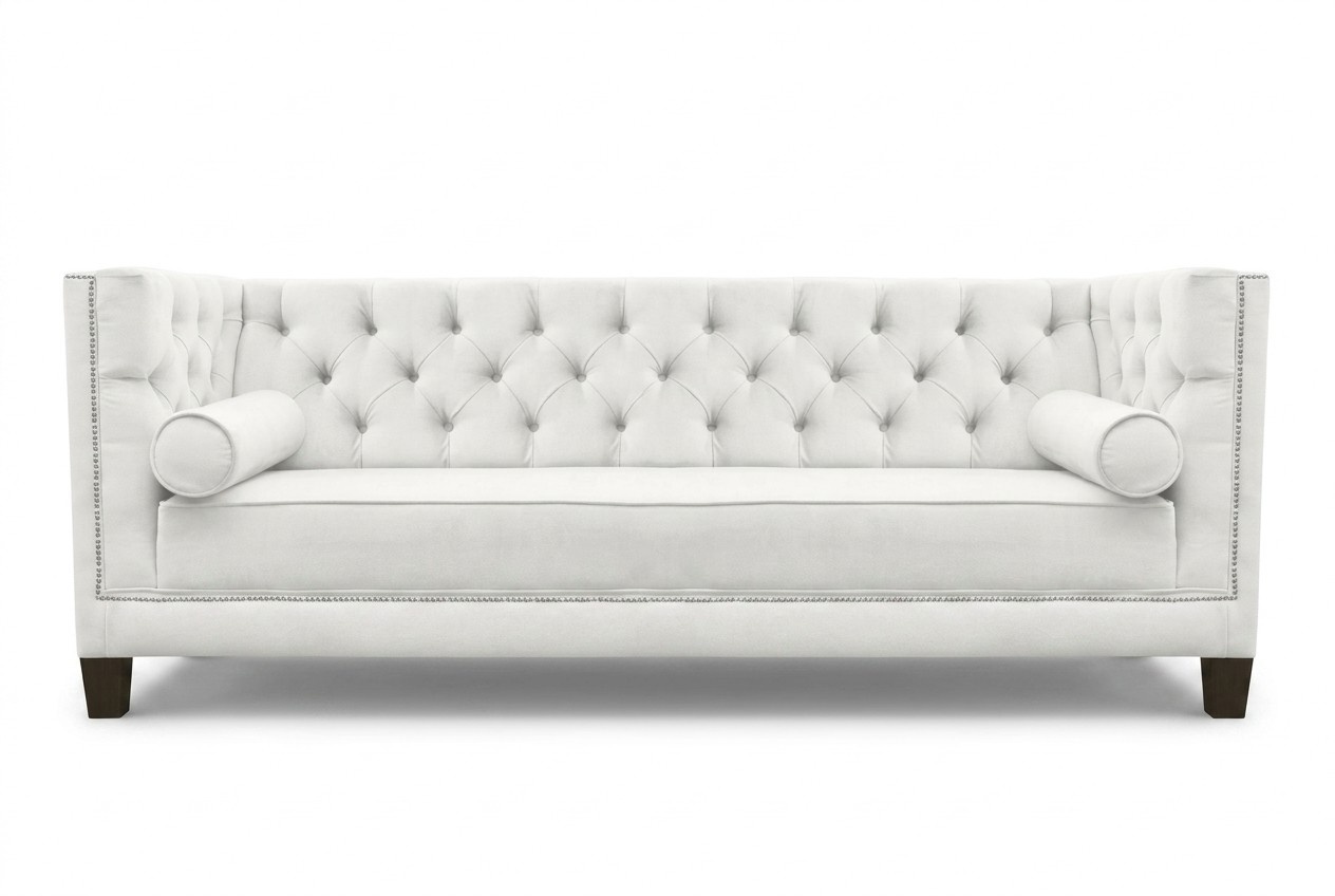 Dreisitzer Stoff Wohnzimmer weiß Couchen Polster Sofa Sofas Chesterfield