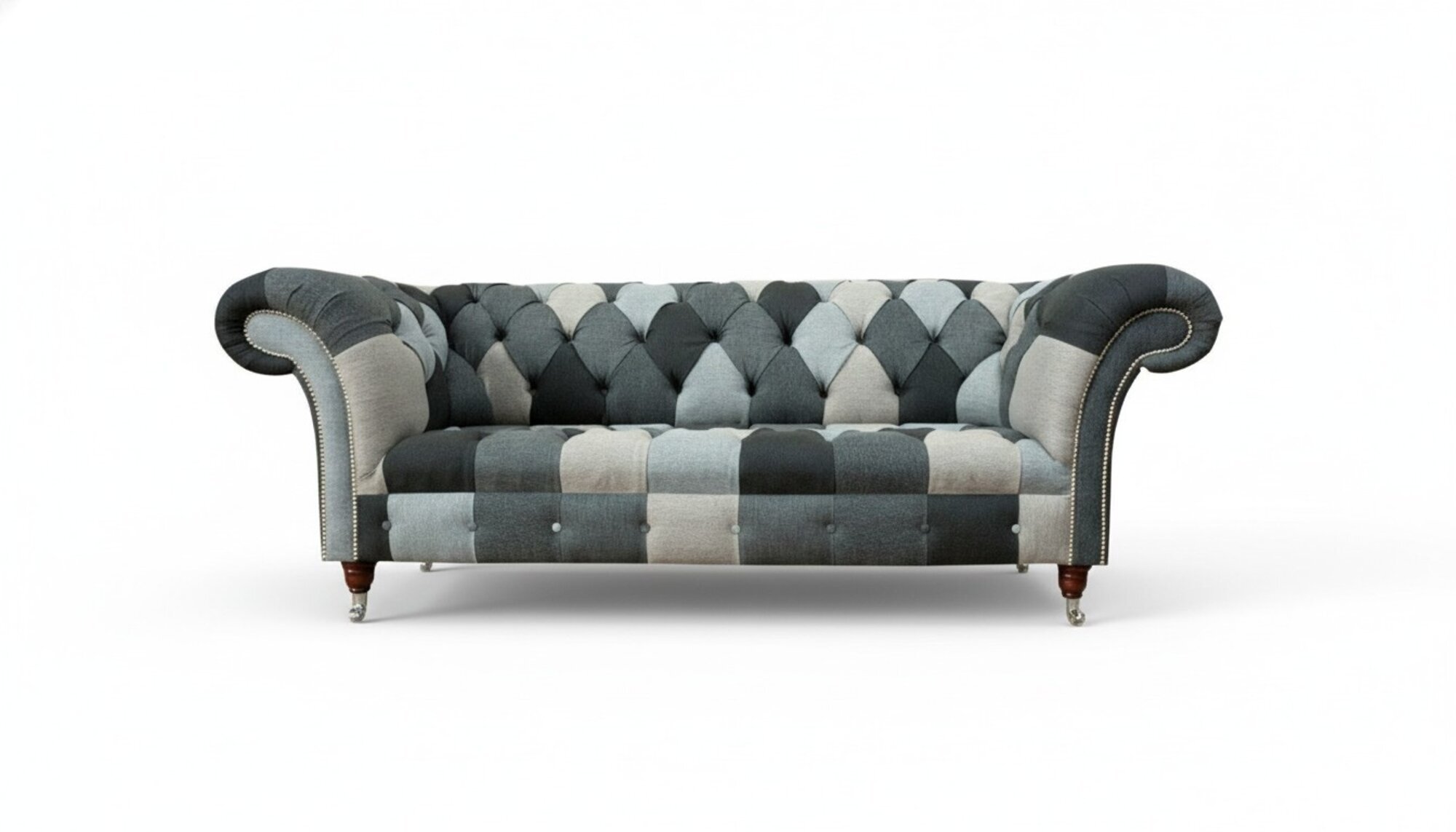 Dreisitzer Wohnzimmer Design Couchen Polster Sofa Sofas Samt Stoff Chesterfield