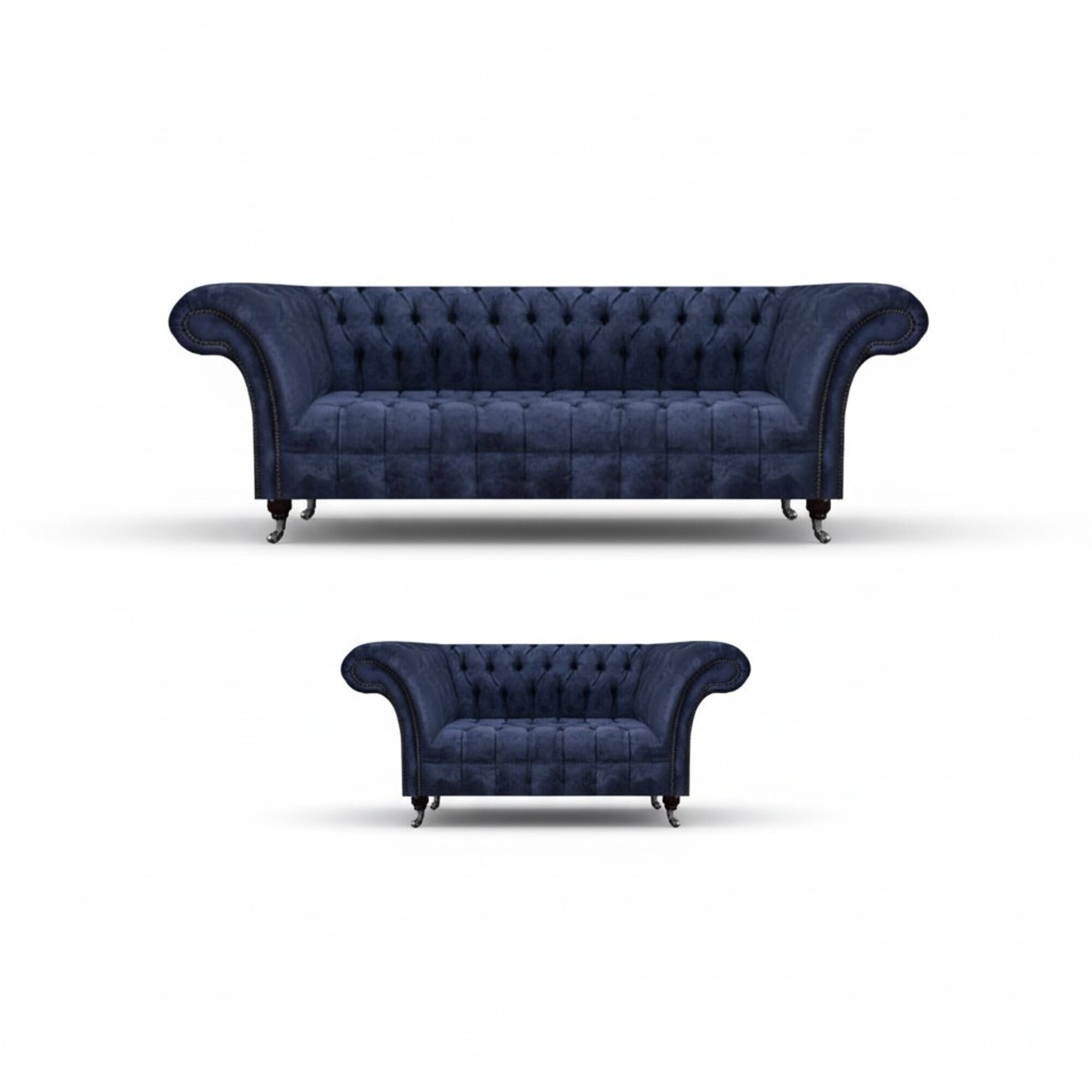 Dunkelblaue Chesterfield Textilgarnitur Designer Sofas Polster Couchen