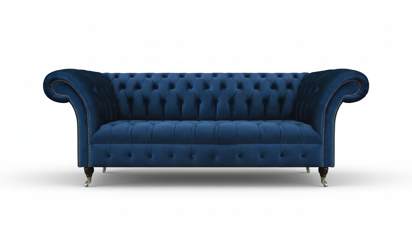 Dunkelblaue Chesterfield Wohnzimmer Couch Designer Dreisitzer Sitzmöbel