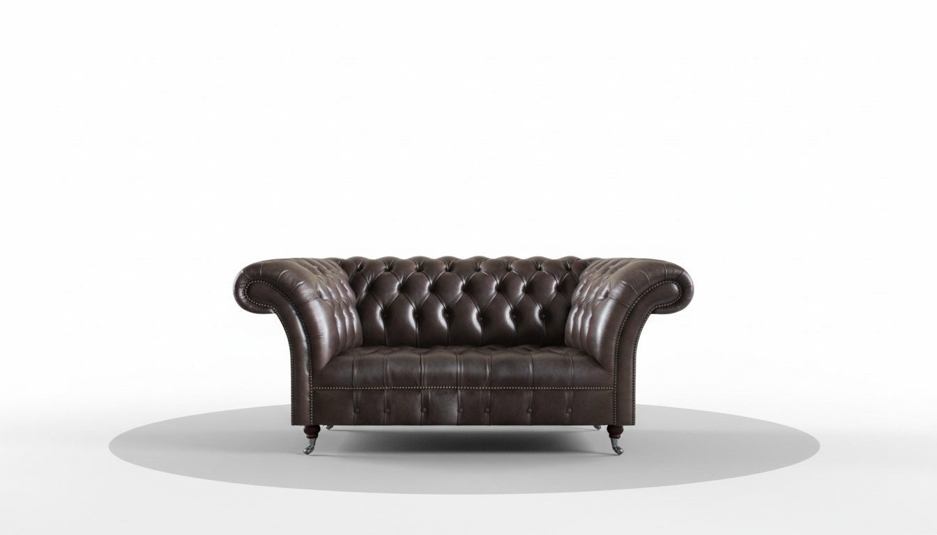 Dunkelbrauner Chesterfield Zweisitzer Wohnzimmer Moderne Ledercouchen