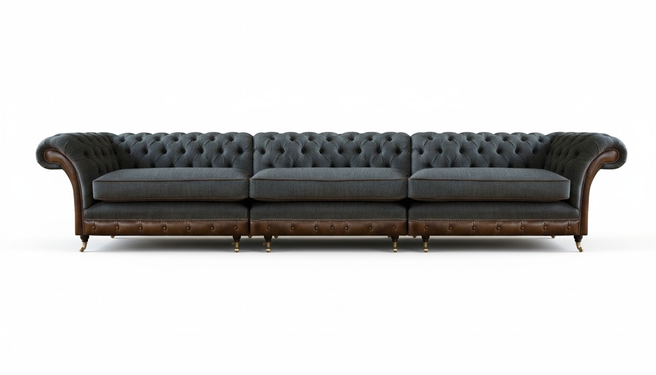Dunkelgraue Chesterfield Sitzmöbel Wohnzimmer Designer Textil Couch Neu