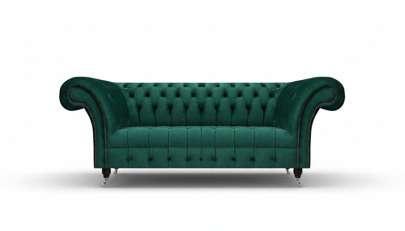 Dunkelgrüne Chesterfield Möbel Moderne Wohnzimmer Couchen Textil Sofas