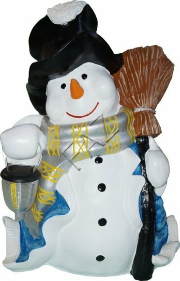 Design Schneemann mit Lampe Figur Garten Statue Skulptur Figuren