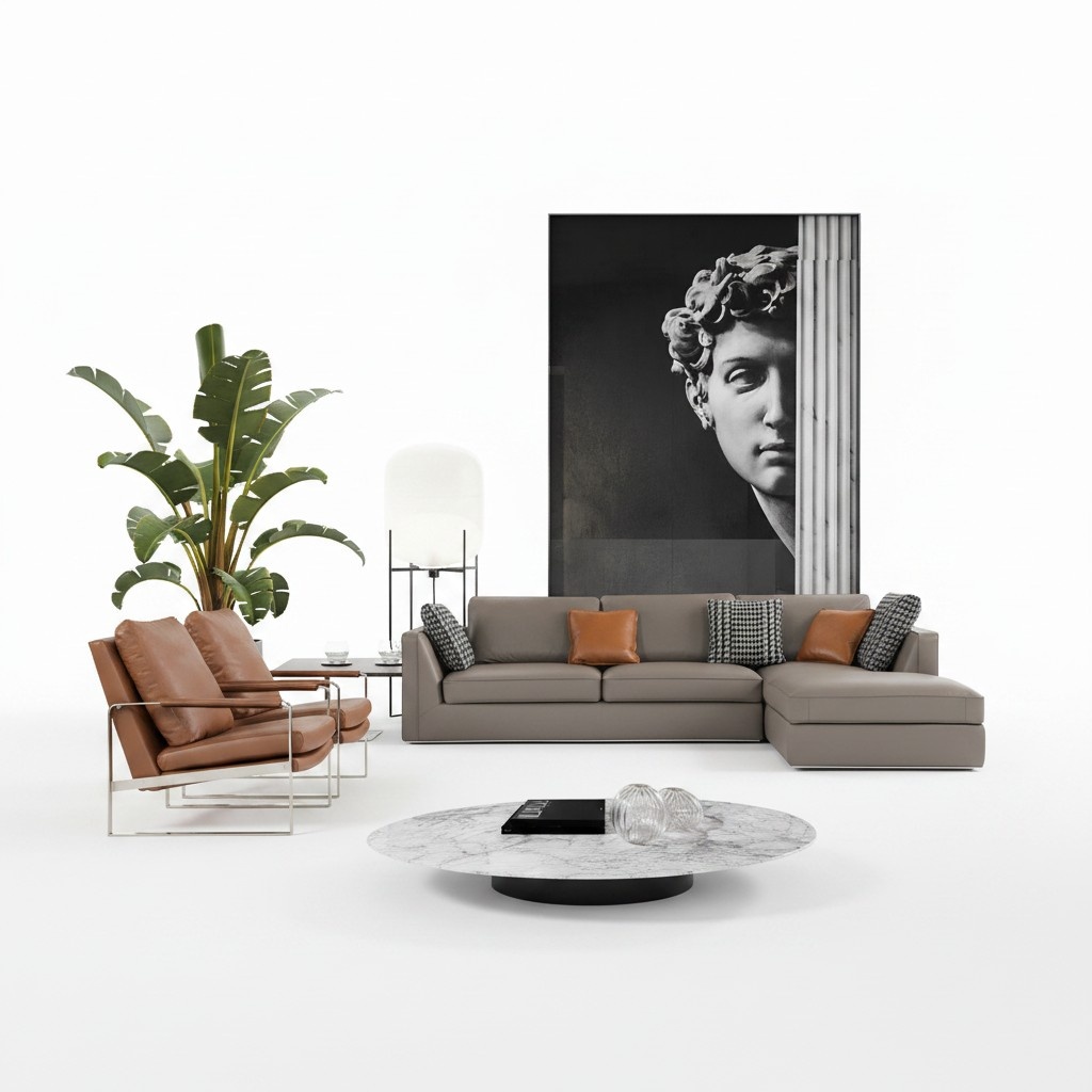 Eck Leder Design Sofa Italienische Möbel Sitz Polster Couch Landschaft
