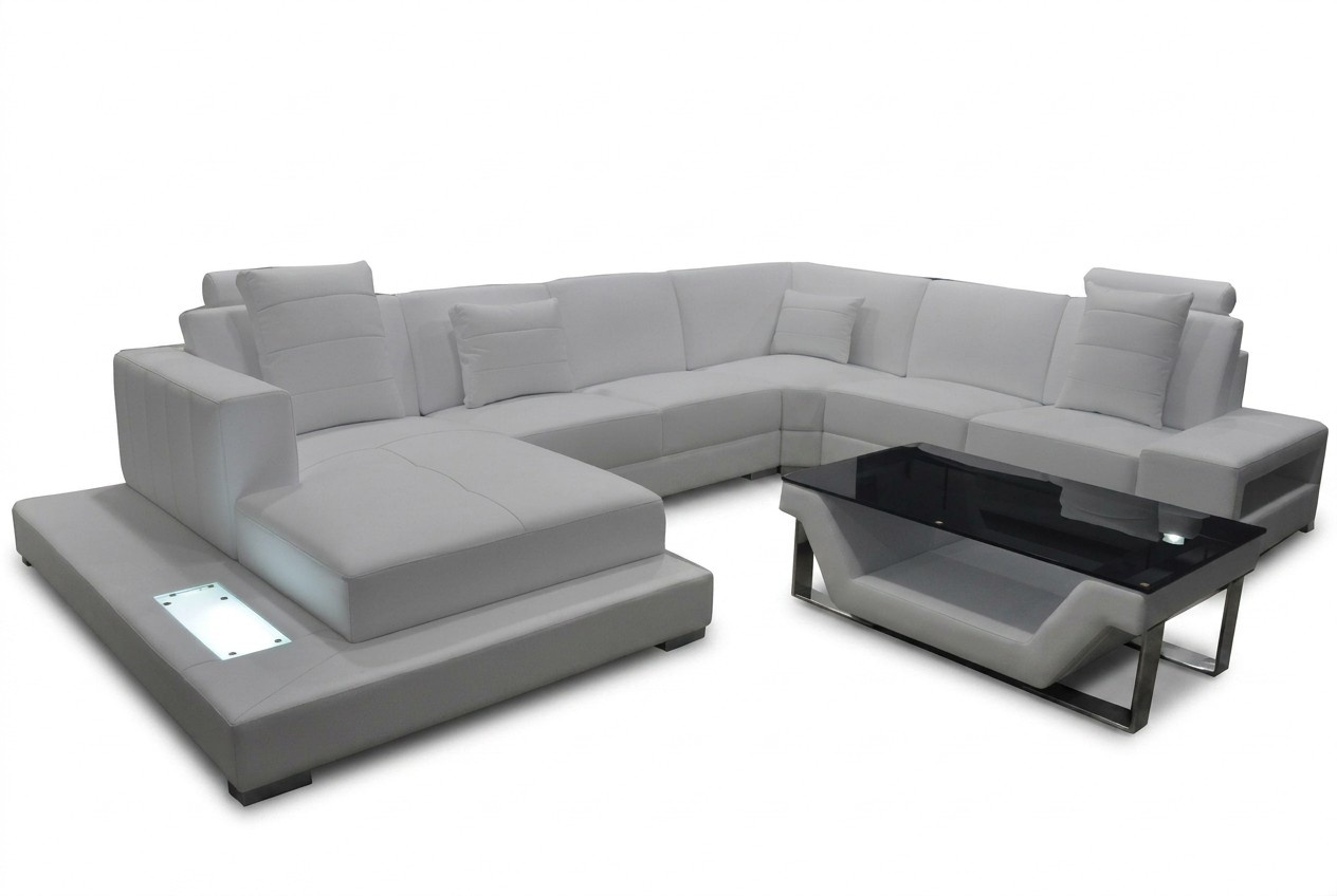 Eck Leder Sofa Couch Polster Ecke Sitz Garnitur Wohnlandschaft Design