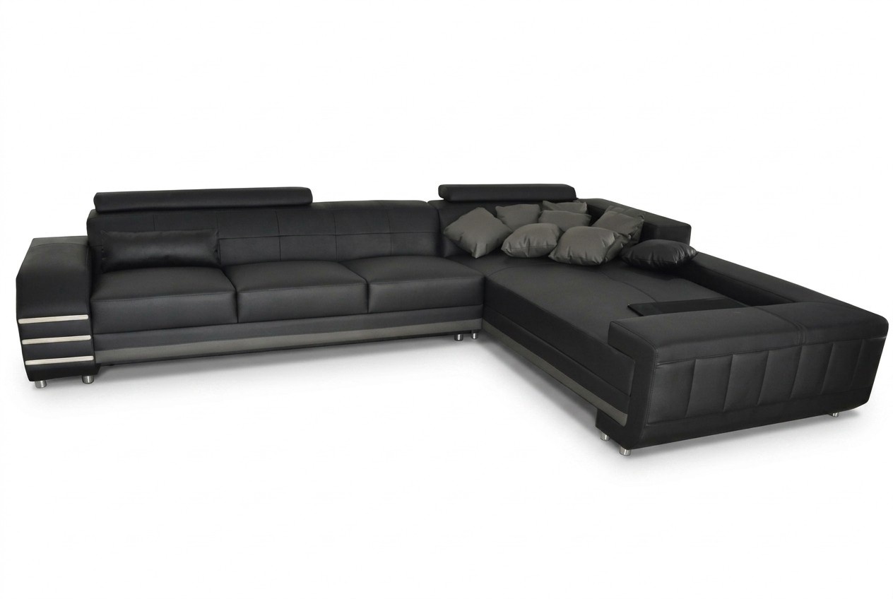 Eck Leder Sofa + USB Polster Sitz Garnitur Wohnlandschaft Design XXL L Form Ecke