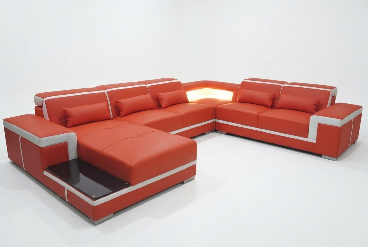 Eck Sofa Couch Polster Ecke Leder Sitz Couchen Wohnlandschaft XXL U Form G8020