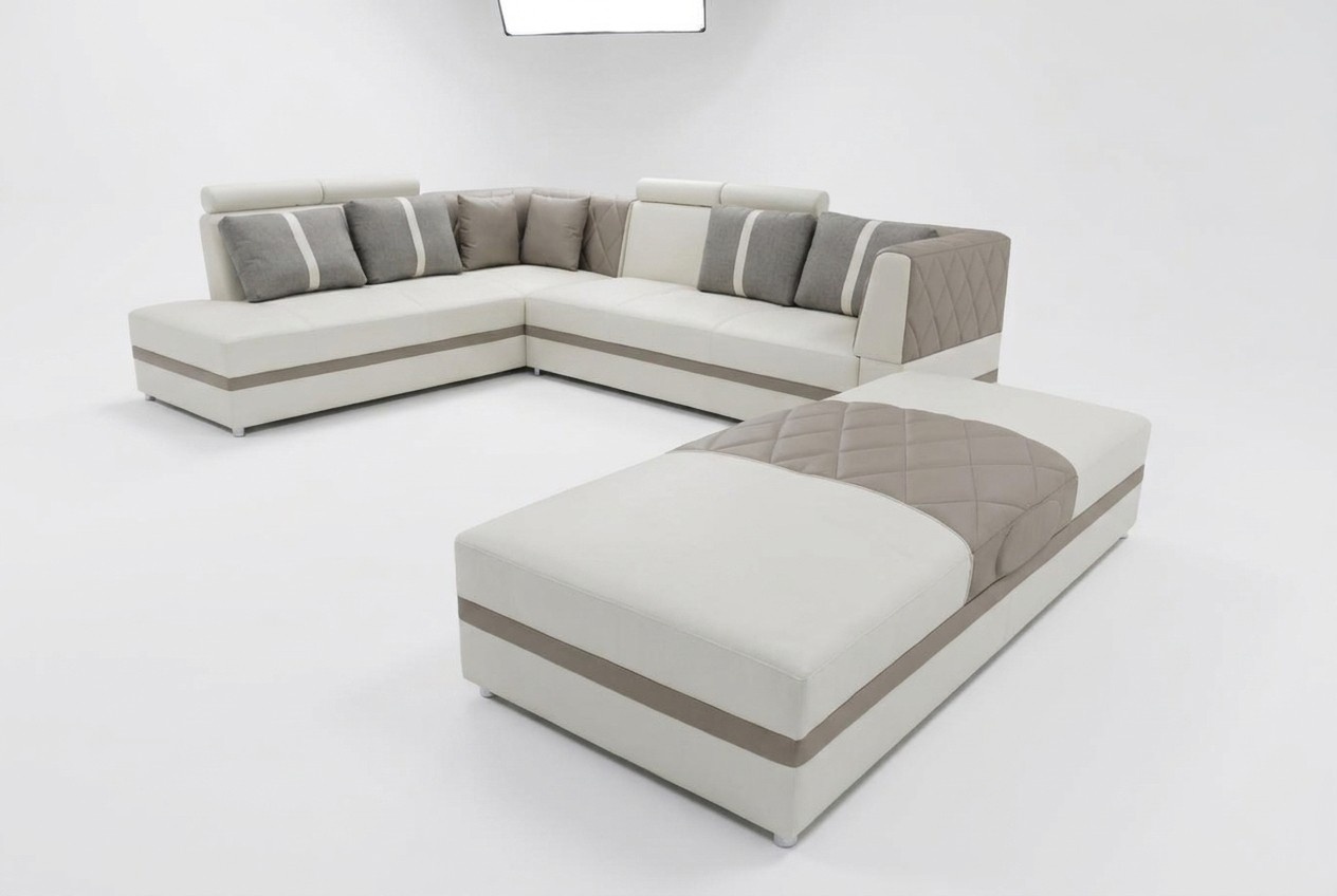 Eck Sofa Couch Wohnlandschaft Leder Ecke Polster Couchen Sitz Garnitur