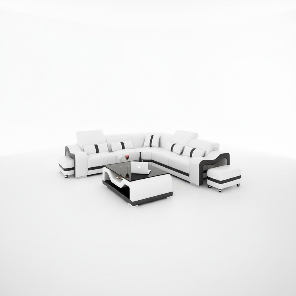 Eckcouch Sitzpolster Eckgarnitur Wohnlandschaft Sofa Couch Hocker Couchtisch Neu