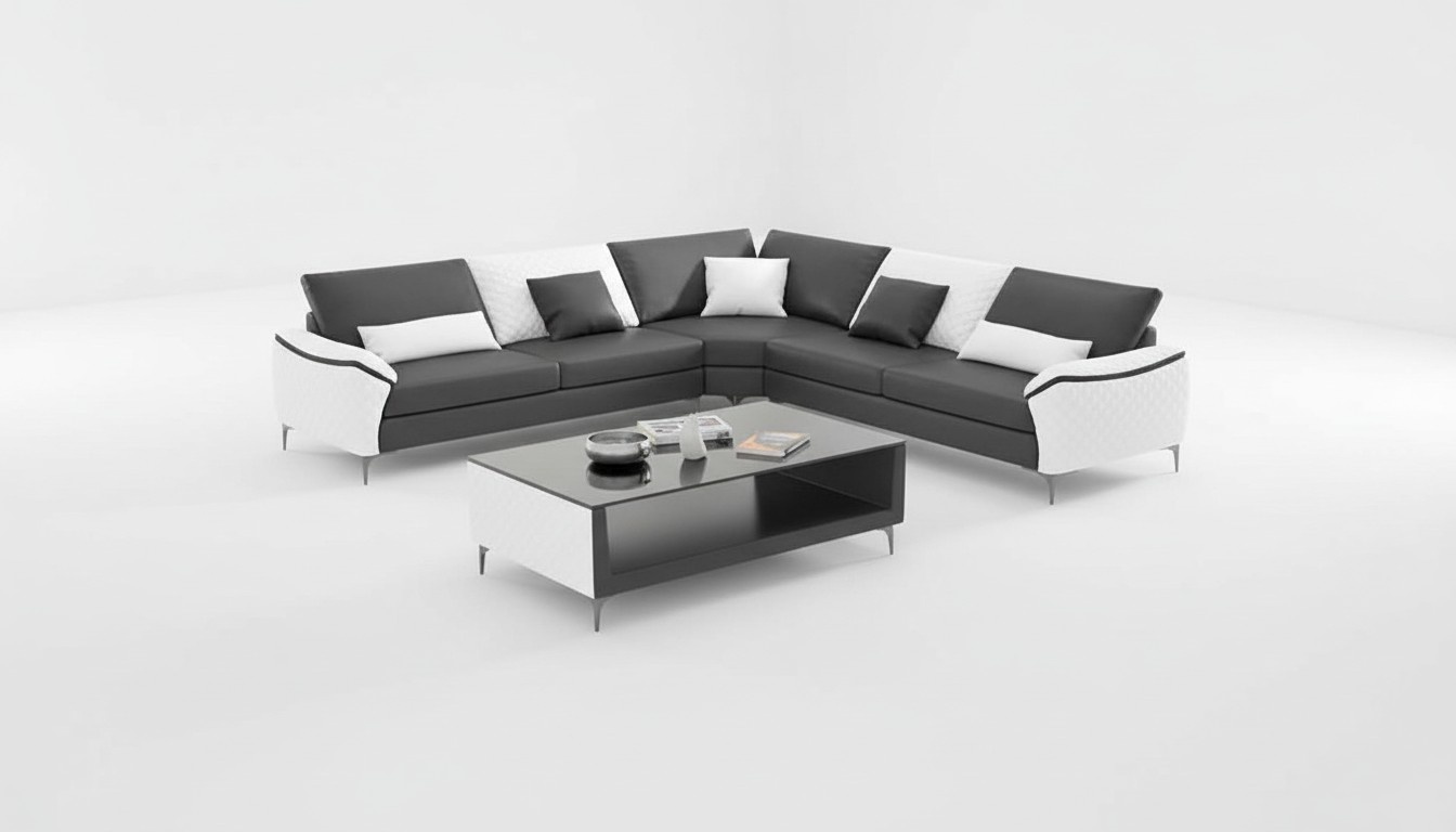 Eckgarnitur Ledersofa Ecksofa L Form Design Couch Sofa Schwarz Luxus