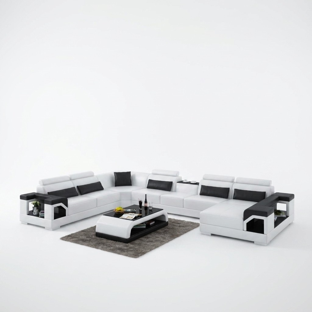 Eckgarnitur Ledersofa USB LED Luxus Wohnlandschaft sofa couch Polster Ecksofa