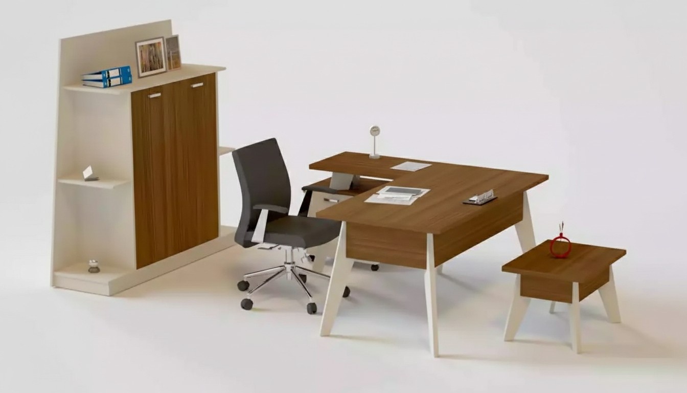 Eckschreibtisch Tisch Aktenschrank Couchtisch Schrank Möbel Büro 3tlg.