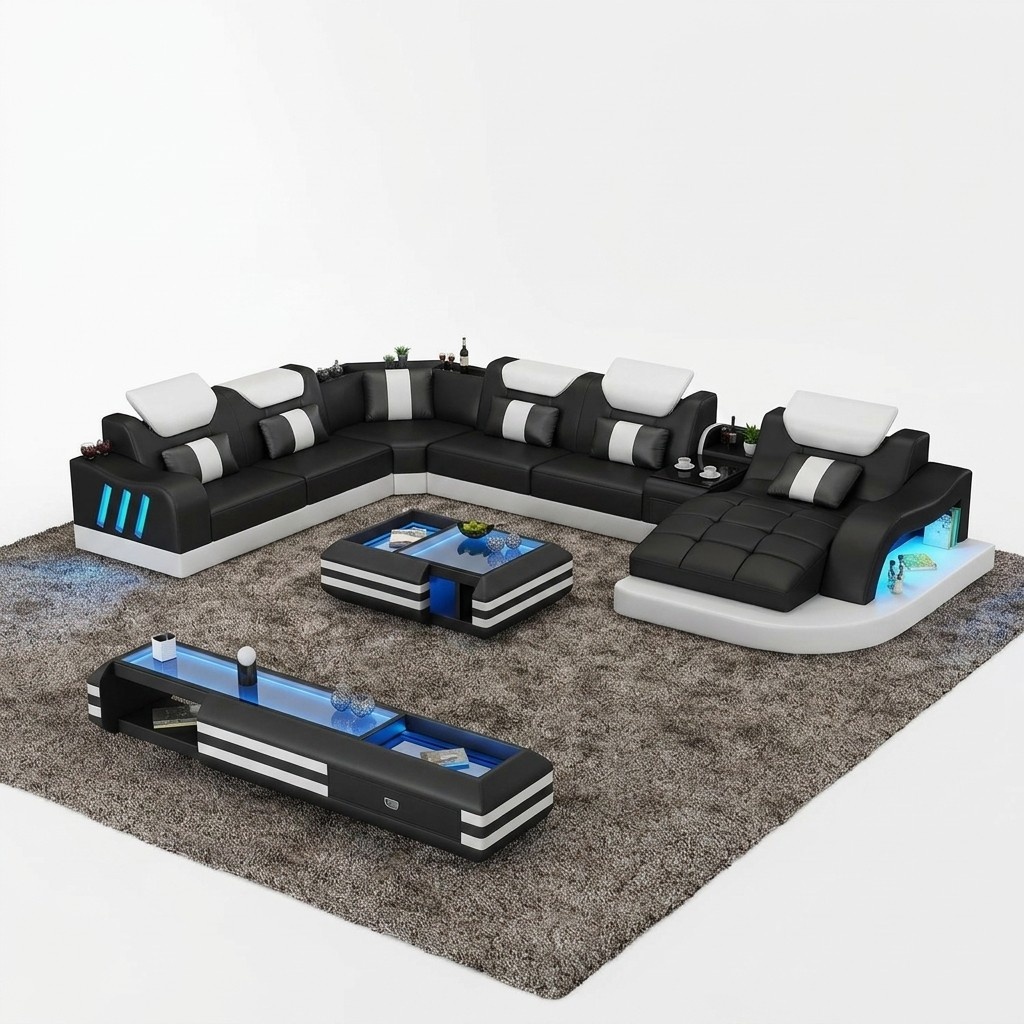 Ecksofa Ausgefallene Wohnlandschaft Polster eckgarnitur couchen sofas usb led