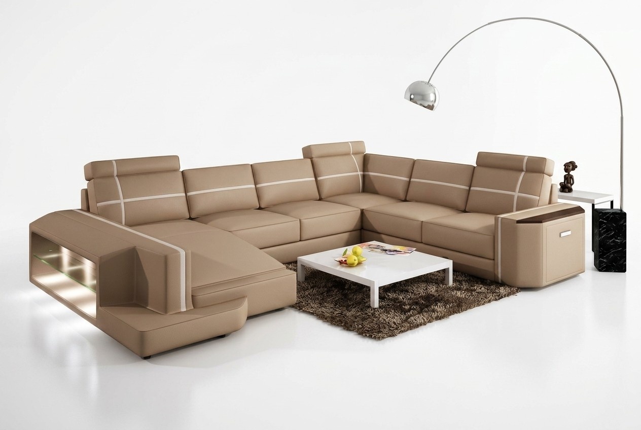 Ecksofa Big Wohnlandschaft Couch Sofa Polster Sitz Leder Garnitur U Form mit USB
