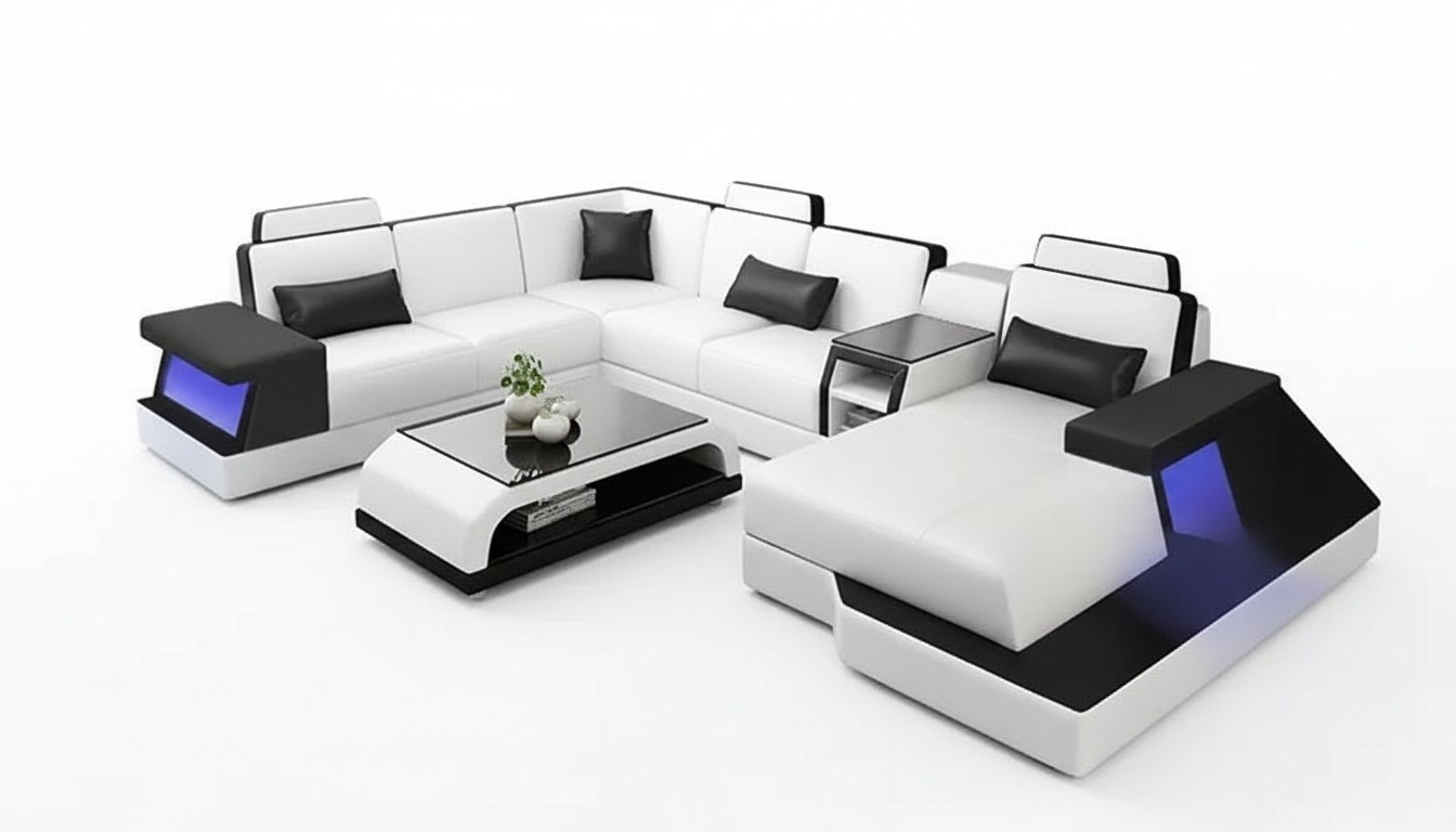 Neue ausgefallene Ecksofa Design Couch: Polster, Ecke, Garnitur, Wohnlandschaft