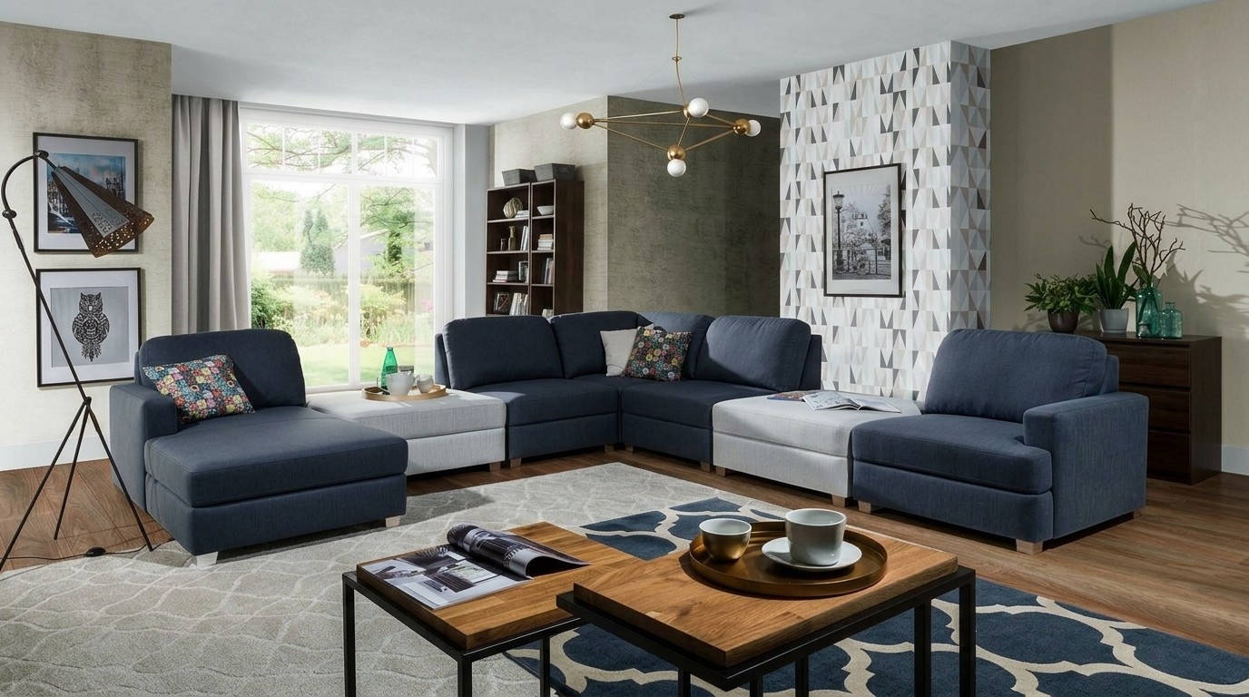 Ecksofa Elemente Sitzplatz Couch Polster Frei Stellbar Sofa Couchen Polster