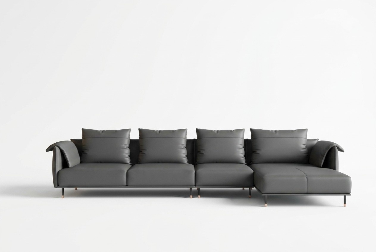 Ecksofa Garnitur Couch Grau Leder L Form Sofa Couchen Design Polster