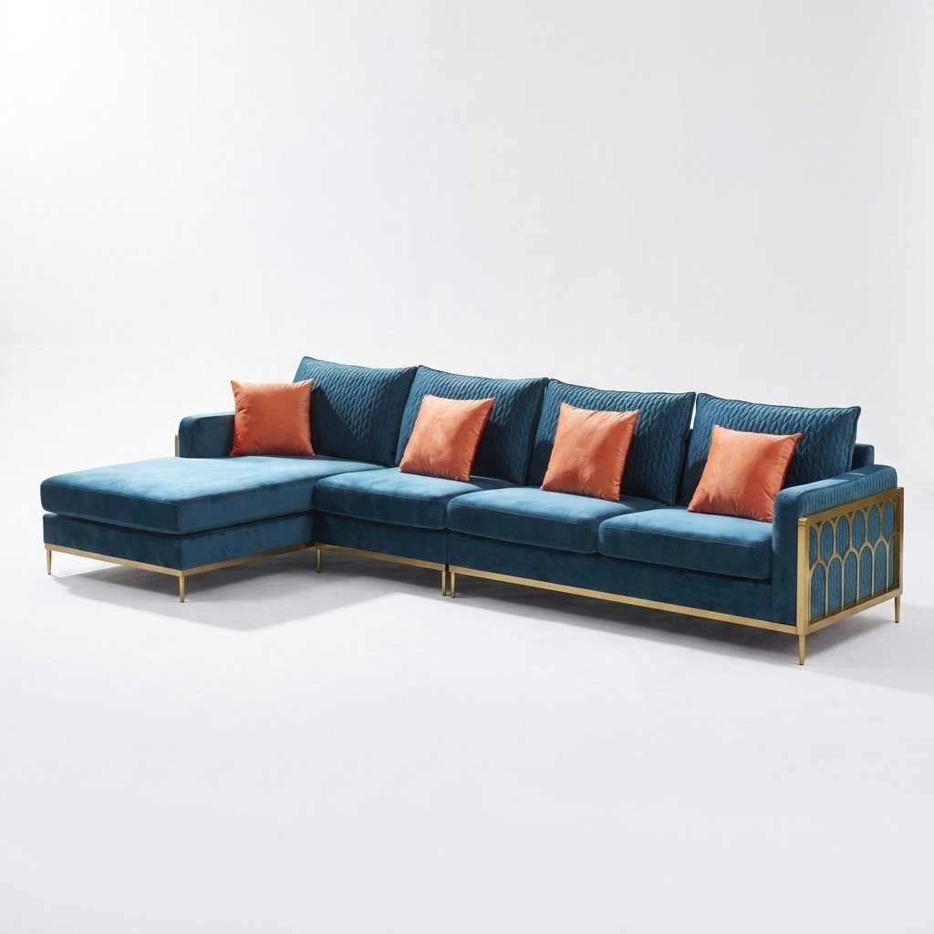 Ecksofa Grau Stoff L Form Sofa Couch Couch Design Polster Textil Modern
