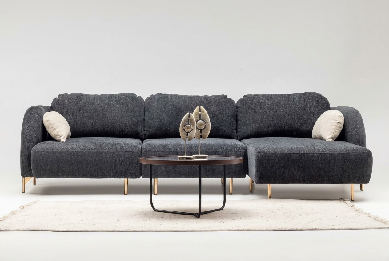 Ecksofa L form Polstersofa Stoffsofa Couch Grau Sofa Liege Stoff