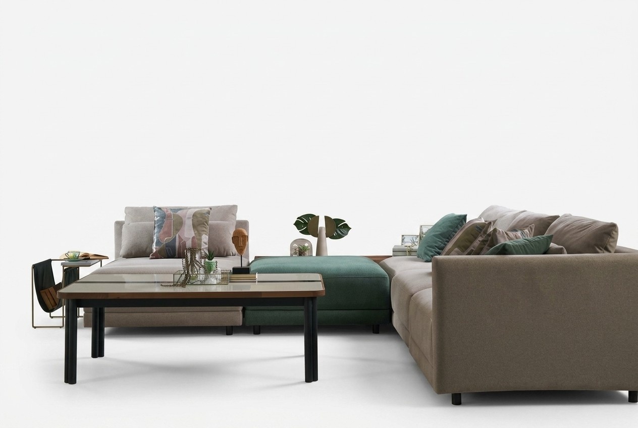 Ecksofa L Form Sofa Wohnlandschaft Stoffsofa Polstersofas Beige Design