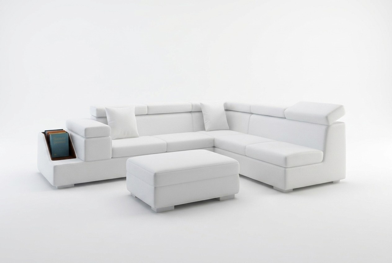 Ecksofa L Form Sofa Couch Polster Sofas Wohnlandschaft Ledersofa Hocker