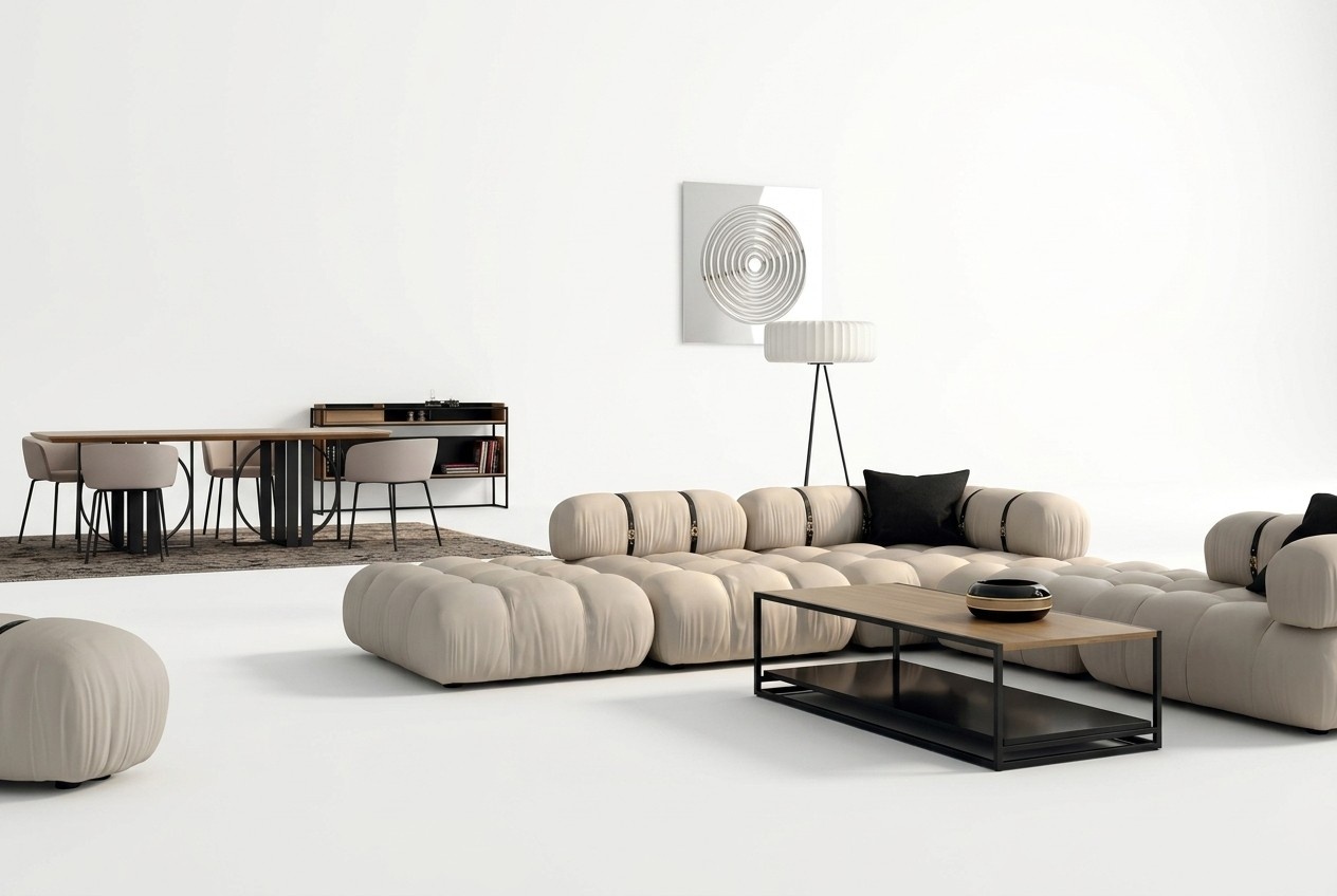 Ecksofa L-form Sofa Weiß Sofas Modern Wohnzimmer Textil Polster Design Eck Neu