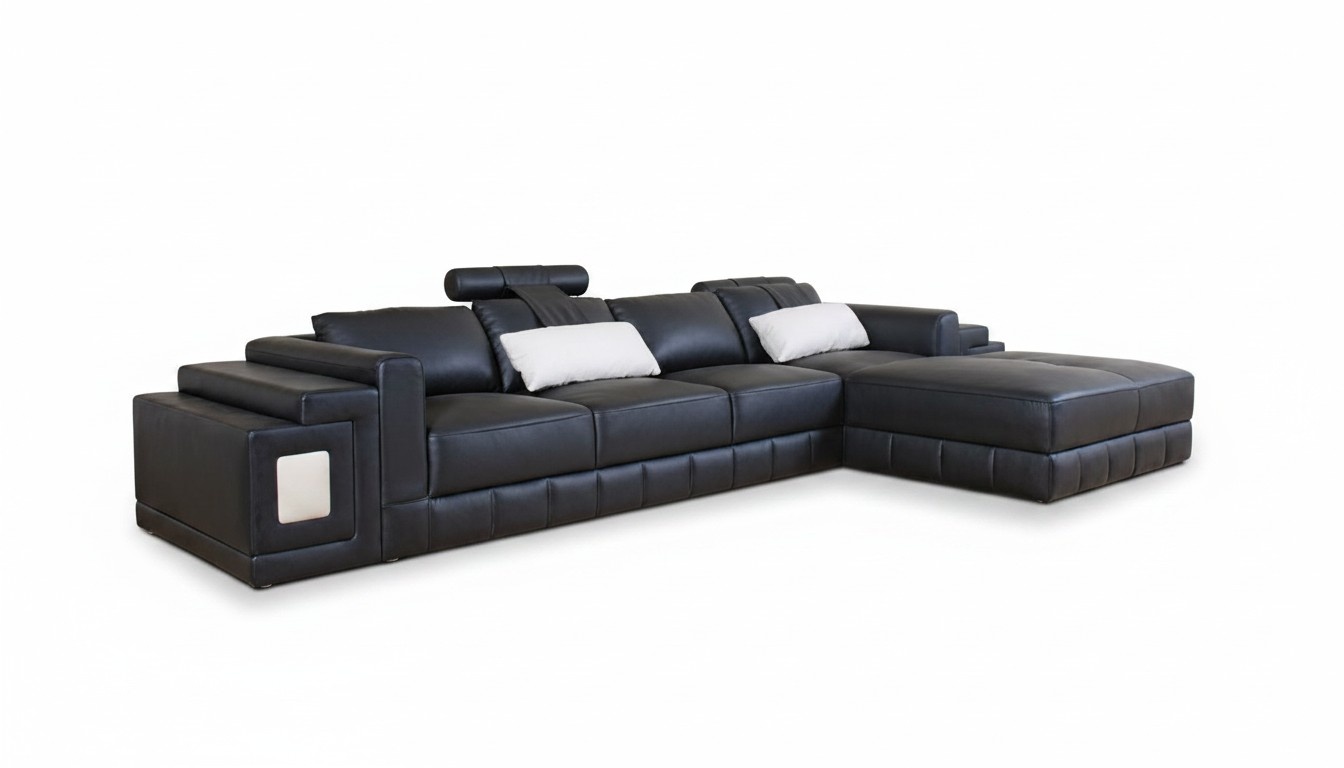 Ecksofa Leder Sofa Couch Polster Eck Wohnlandschaft Sitz Garnitur L-Form