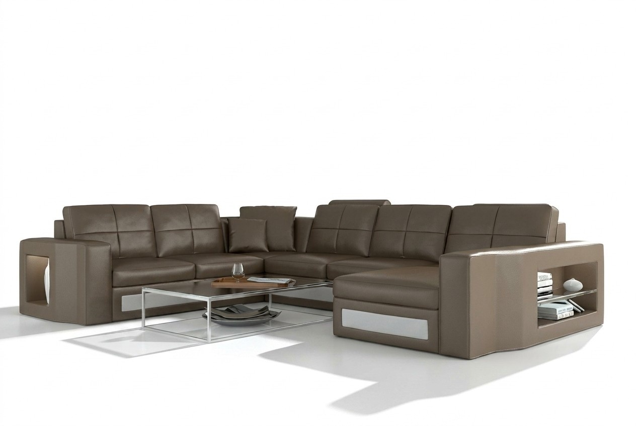 Ecksofa Ledersofa Big XXL U Form Wohnlandschaft Sofa Couch Garnitur Neu H2210