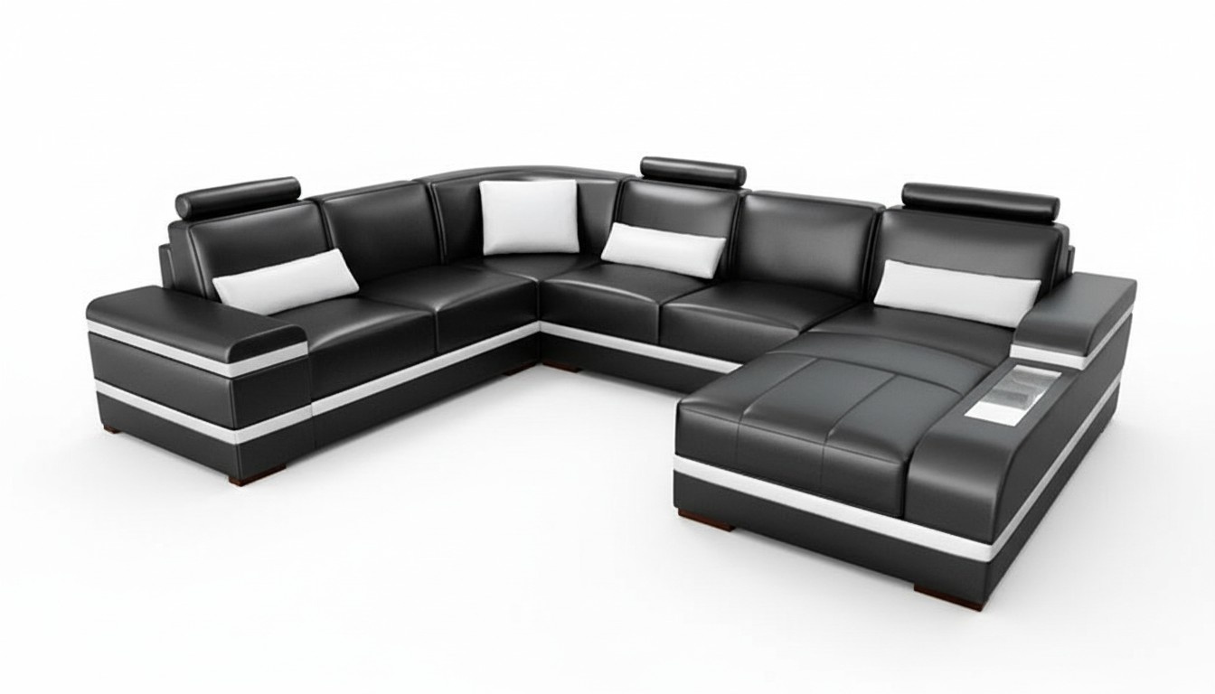 Ecksofa Ledersofa Big XXL U Form Wohnlandschaft Sofa Couch Garnitur Neu H2218