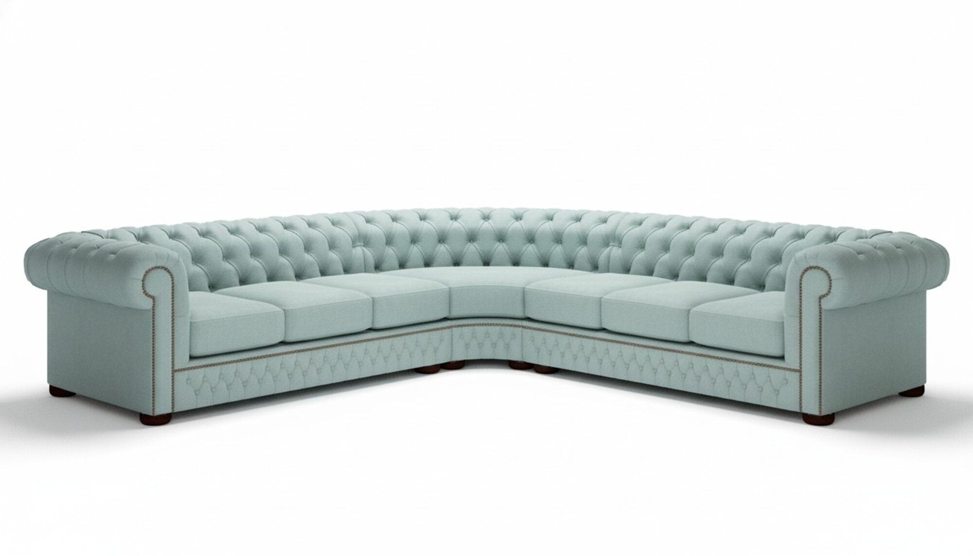 Ecksofa Ledersofa Blau Sofa Polster Eck Couch Garnitur Sitz Design