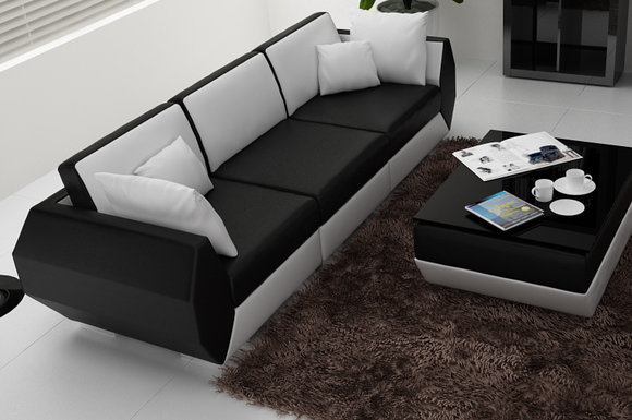 Ledersofa Couch Wohnlandschaft 3+3 Sitzer Garnitur Design Modern Sofa