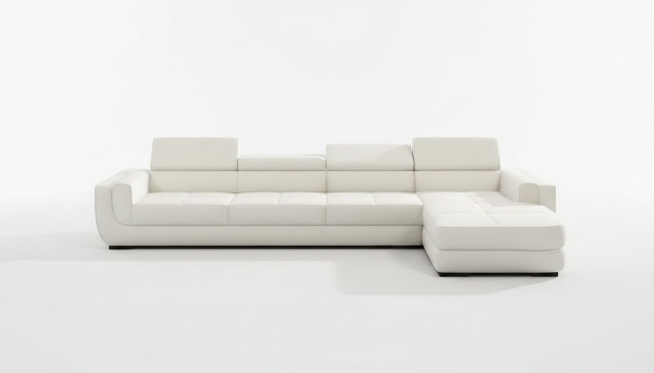 Ecksofa Ledersofa USB Wohnlandschaft L Form Sofa Polster Sitz Ecke Tettau Weiß