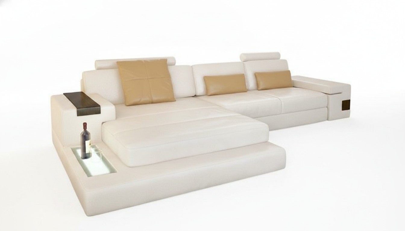 Ecksofa mit USB Polster Wohnlandschaft Eck Garnitur Ecke Leder Textil Sofa LForm