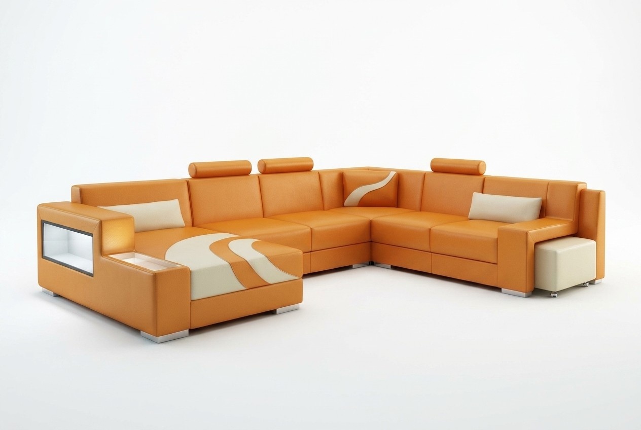Ecksofa Polster Designer Sofa Eckgarnitur Couch Modernde Sofas U Form Leder +USB
