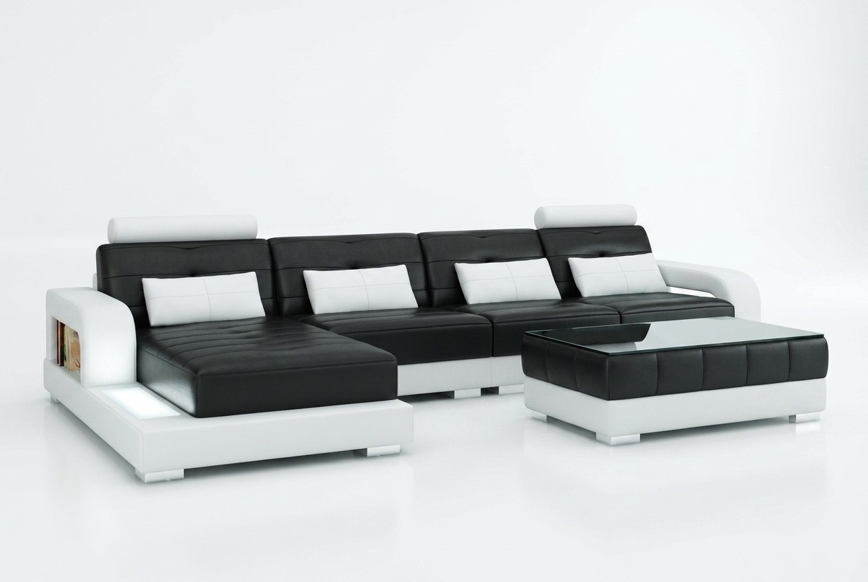 Ecksofa Sofa Couch Ledersofa Sitz Eck Garnitur Polster Wohnlandschaft