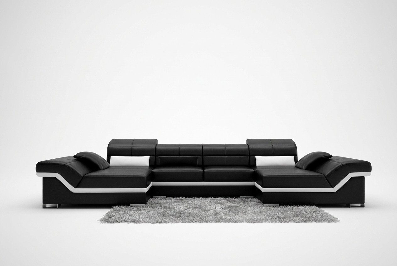 Ecksofa Sofa Couch Polster Wohnlandschaft Leder Ecke Garnitur U Form