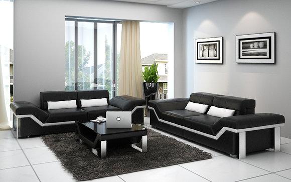 Ledersofa Sofa Couch Wohnlandschaft 3+3 Garnitur Design Modern Sofa