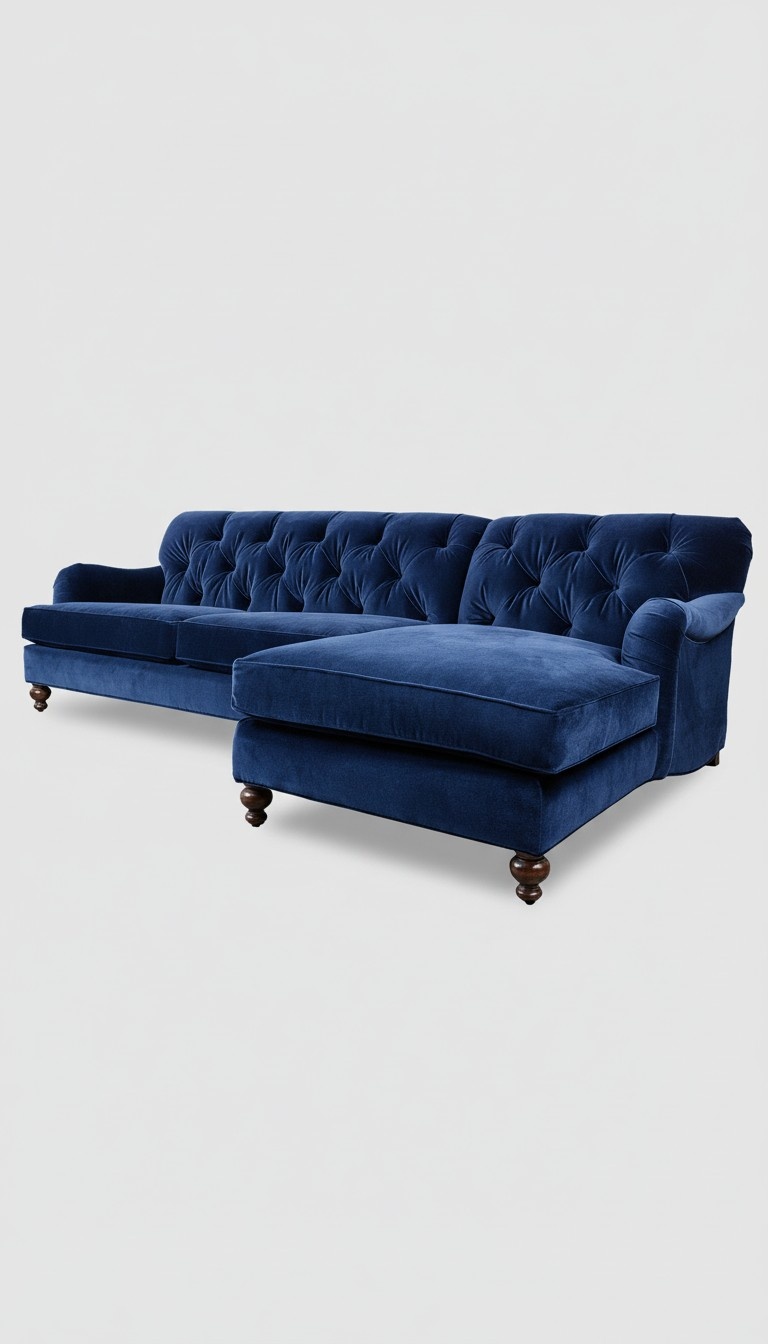 Ecksofa Sofa Couch Polster Blaue Chesterfield Eck Garnitur Couchen Sitz Textil