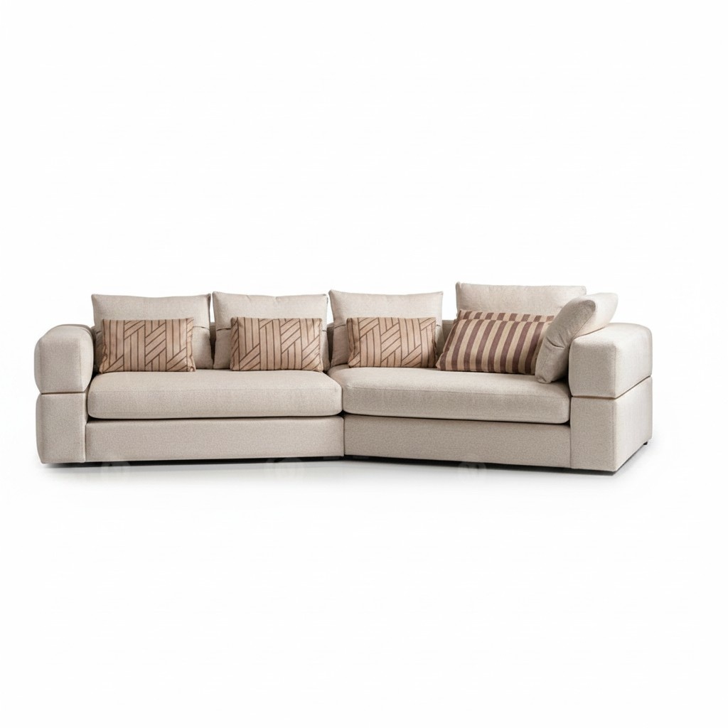 Ecksofa Stoffsofa Polstersofa Beige Sofas Modern Wohnzimmer Design