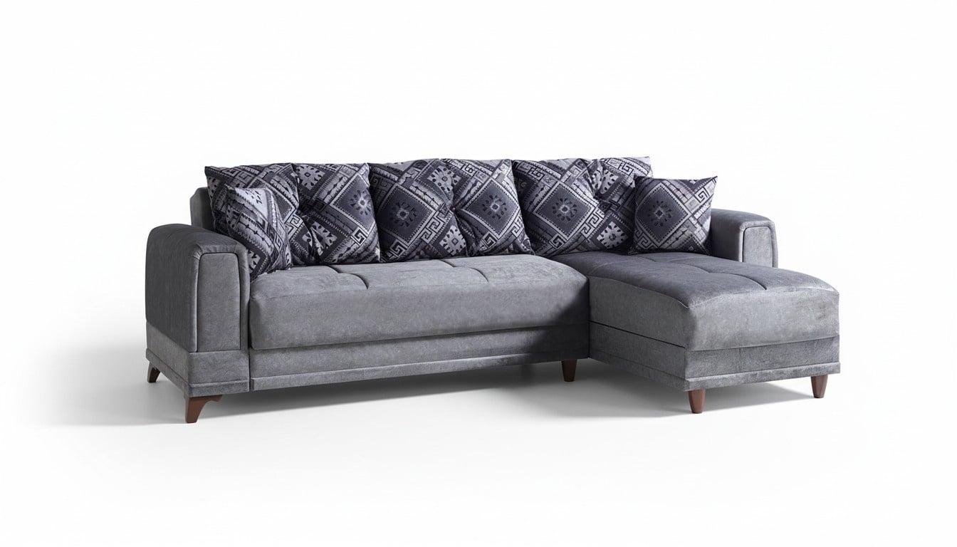 Ecksofa Wohnlandschaft Grau L-Form Ecke Sofa Wohnzimmer Ecksofa Modern