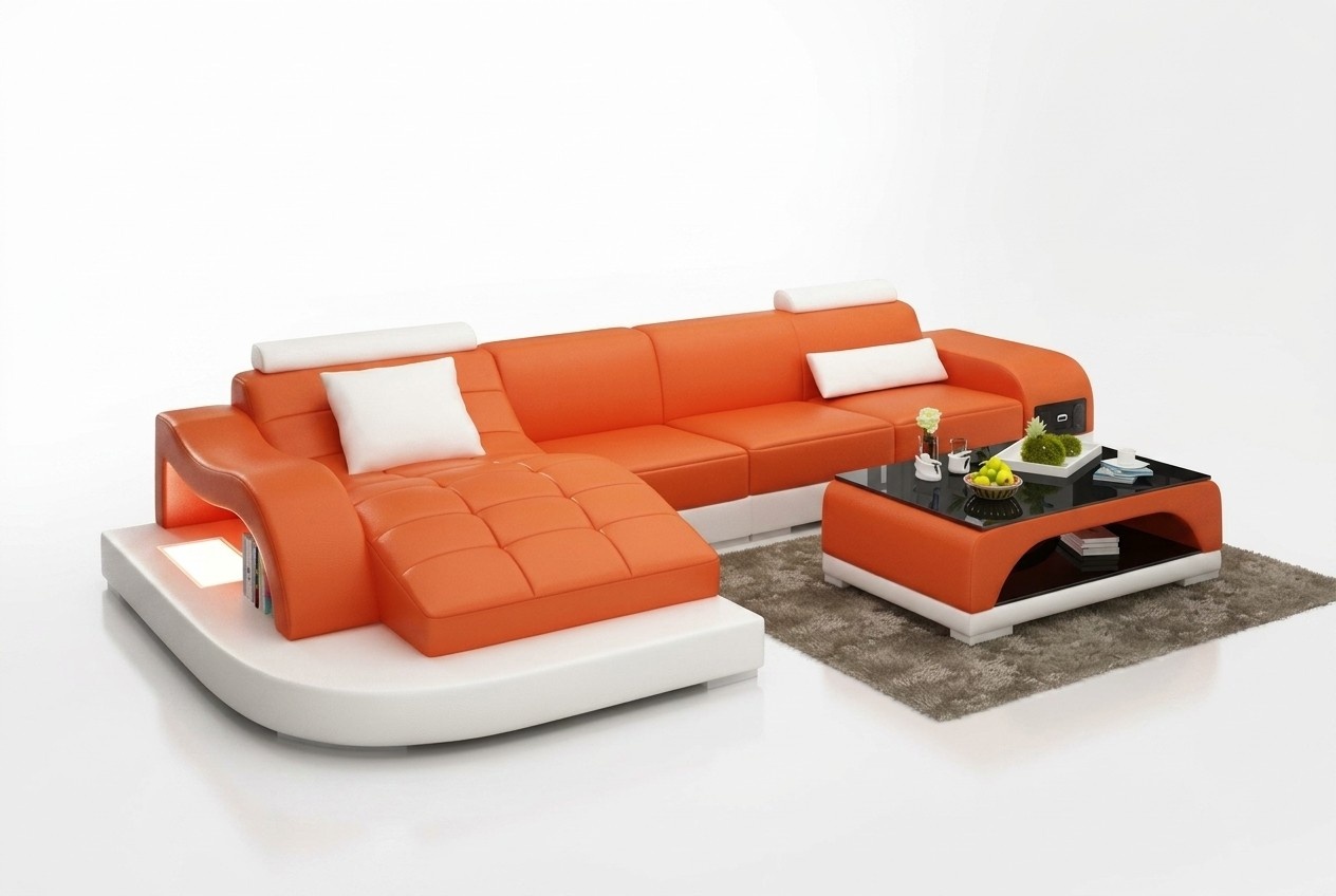 Ecksofa Wohnlandschaft Ledersofa Designer Sofa Sofa Couch Polster Ecksofa Orange