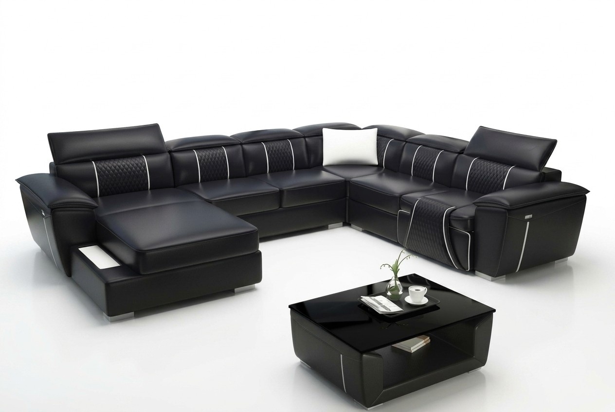 Ecksofa Wohnlandschaft Sofa Couch Polster Leder Design Relax Multifunktion UForm