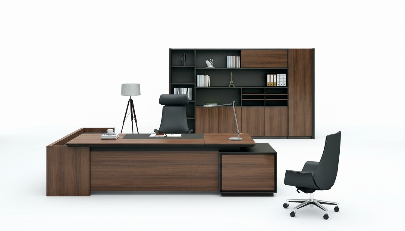 Ecktisch Schreibtisch + Schrank Regal Holz 2tlg. Set Büro Einrichtung