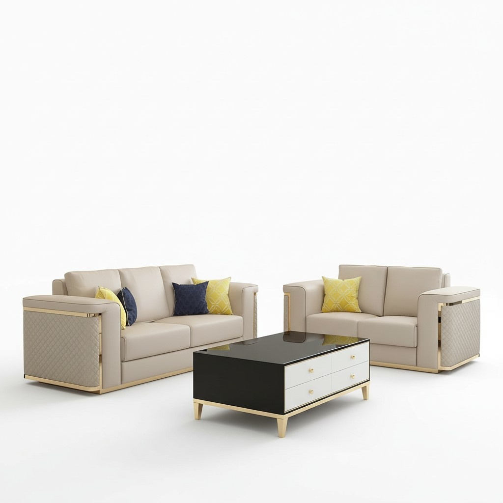 Edel Stahl Couch Polster Leder Sofa 211 Sitzer Couchen Garnitur Set Italienische